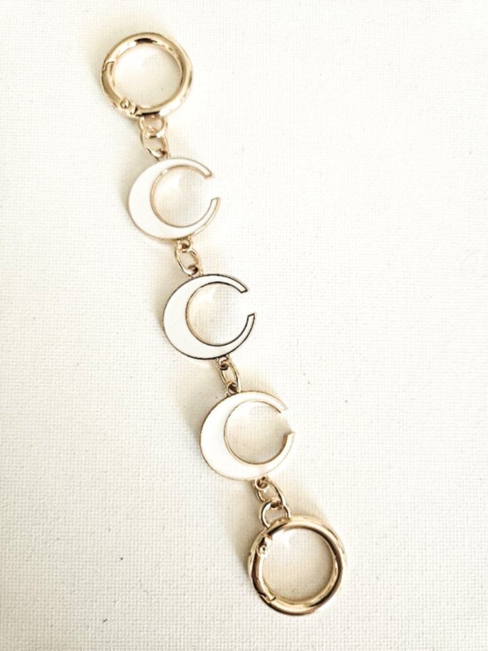 Handbag Purse Chain Handle Strap Crossbody Extender "C' - Gold Tone/White